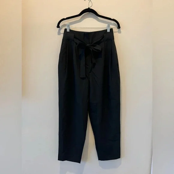 ASOS DESIGN tailored tie waist tapered ankle grazer work pants career trousers - Picture 5 of 10